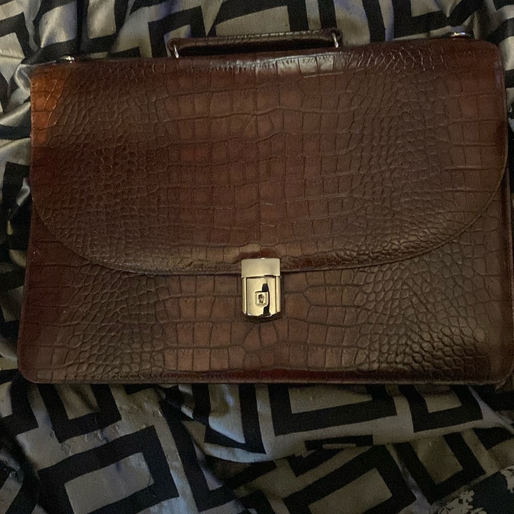 Jack George’s crocodile skin brief bag